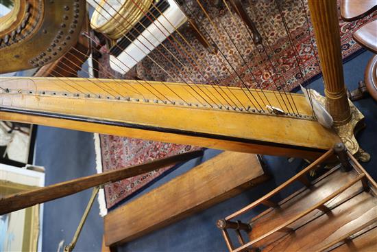 An early Victorian gothic design double action Sebastien Erard giltwood and gesso harp, height 67.5in.